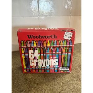 Vintage Woolworth 64 Crayons Compucolor System 1984 Retro Art Supplies Boxed Set